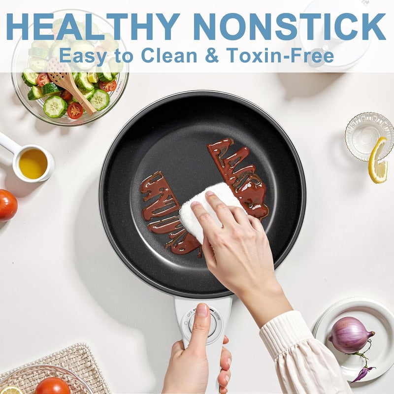 DEZIN Hot Pot Electric Upgraded, Non-Stick Sauté Pan, Rapid Noodles Electric Pot, 1.5L Mini Portable Hot Pot for Steak, Egg, Fried Rice, Ramen, Oatmeal, Soup with Power Adjustment - Image 5